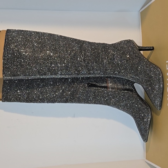 (New) Michael Kors Katerina Silver Glitter Boots 7.5M - Picture 2 of 7